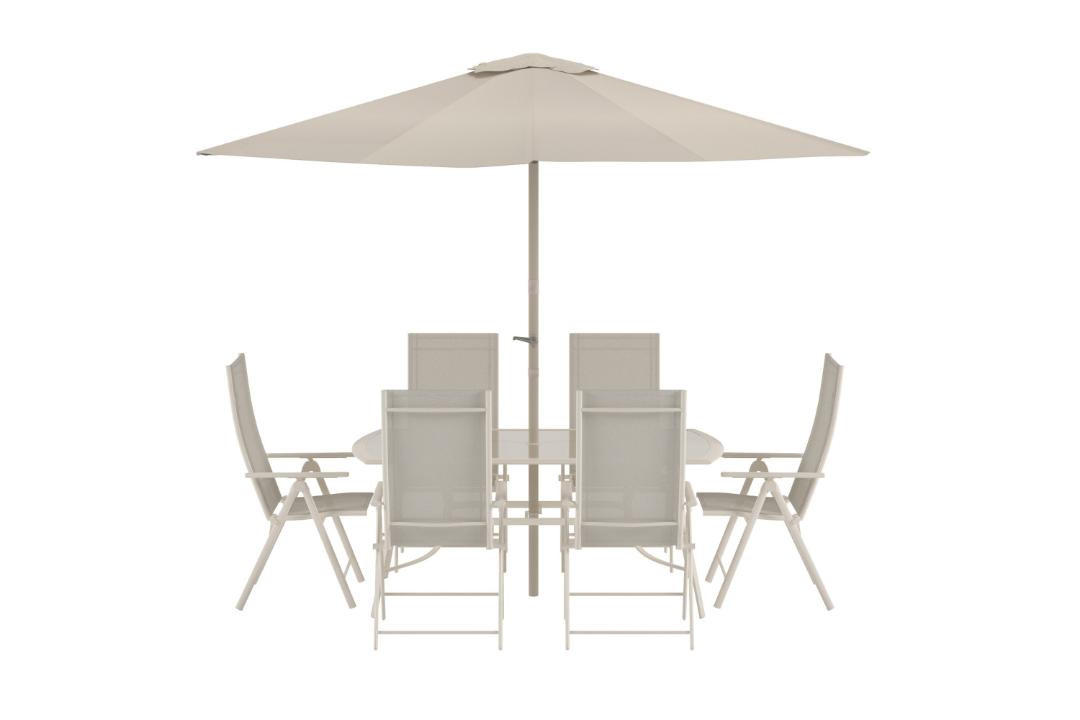 GARTENSET, Brekki, Tisch Beige, Glas, 90 x 150 x 73 cm, 7-teilig - Beige, Glas - ebuy24