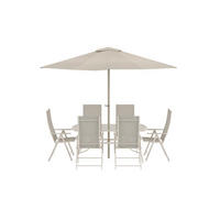GARTENSET, Brekki, Tisch Beige, Glas, 90 x 150 x 73 cm, 7-teilig - Beige, Glas - ebuy24