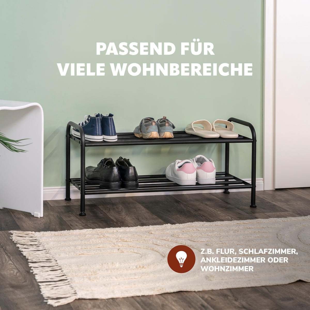 SCHUHREGAL, schwarz - Schwarz, Metall (79.5/36/31cm) - eluno
