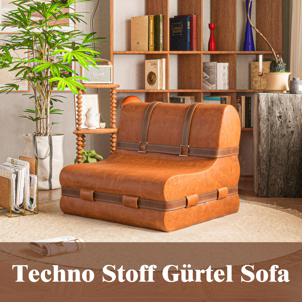 SOFA aus Kunstleder wasserdicht und schmutzabweisend - Braun, Textil (73.5/60/75cm) - Vercart