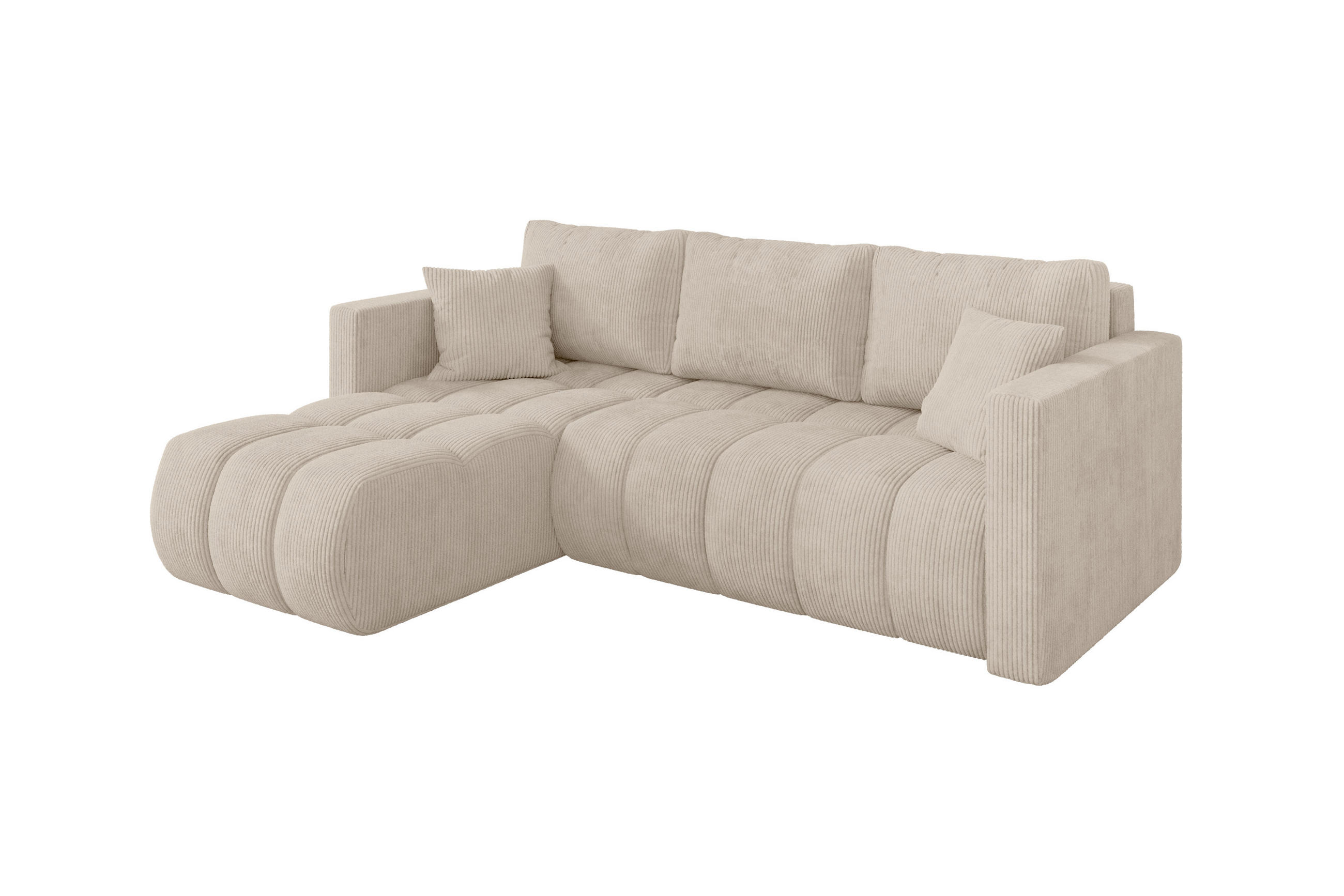 ROHOVÁ SEDAČKA s funkcí spaní, otoman vlevo GARD-L 226x146x85 béžová manšestr - černá/béžová, kompozitní dřevo/textil (226/146cm) - ALTDECOR