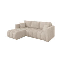 ROHOVÁ SEDAČKA s funkcí spaní, otoman vlevo GARD-L 226x146x85 béžová manšestr - černá/béžová, kompozitní dřevo/textil (226/146cm) - ALTDECOR