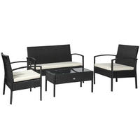 SITZGRUPPE Garnitur Lounge Sofa Gartenset 7 tlg. mit Kissen, Schwarz - Schwarz, Kunststoff - Outsunny