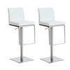 BARHOCKER 2er Set Lederlook Weiß - Edelstahlfarben/Weiß, Textil/Metall (42/86/44cm) - CLP
