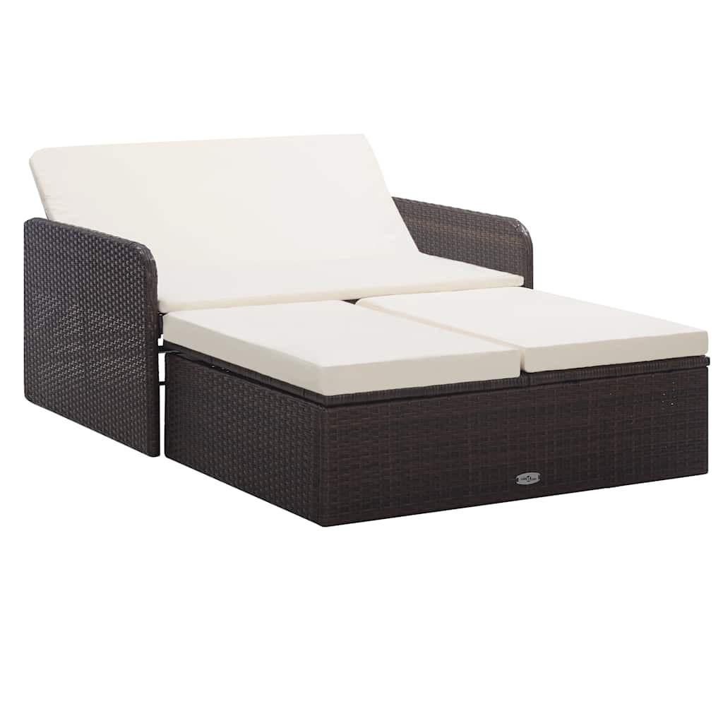 GARTEN-LOUNGE-SET 2Er Set Mit Auflagen Poly Rattan Braun - Braun, Kunststoff - vidaXL