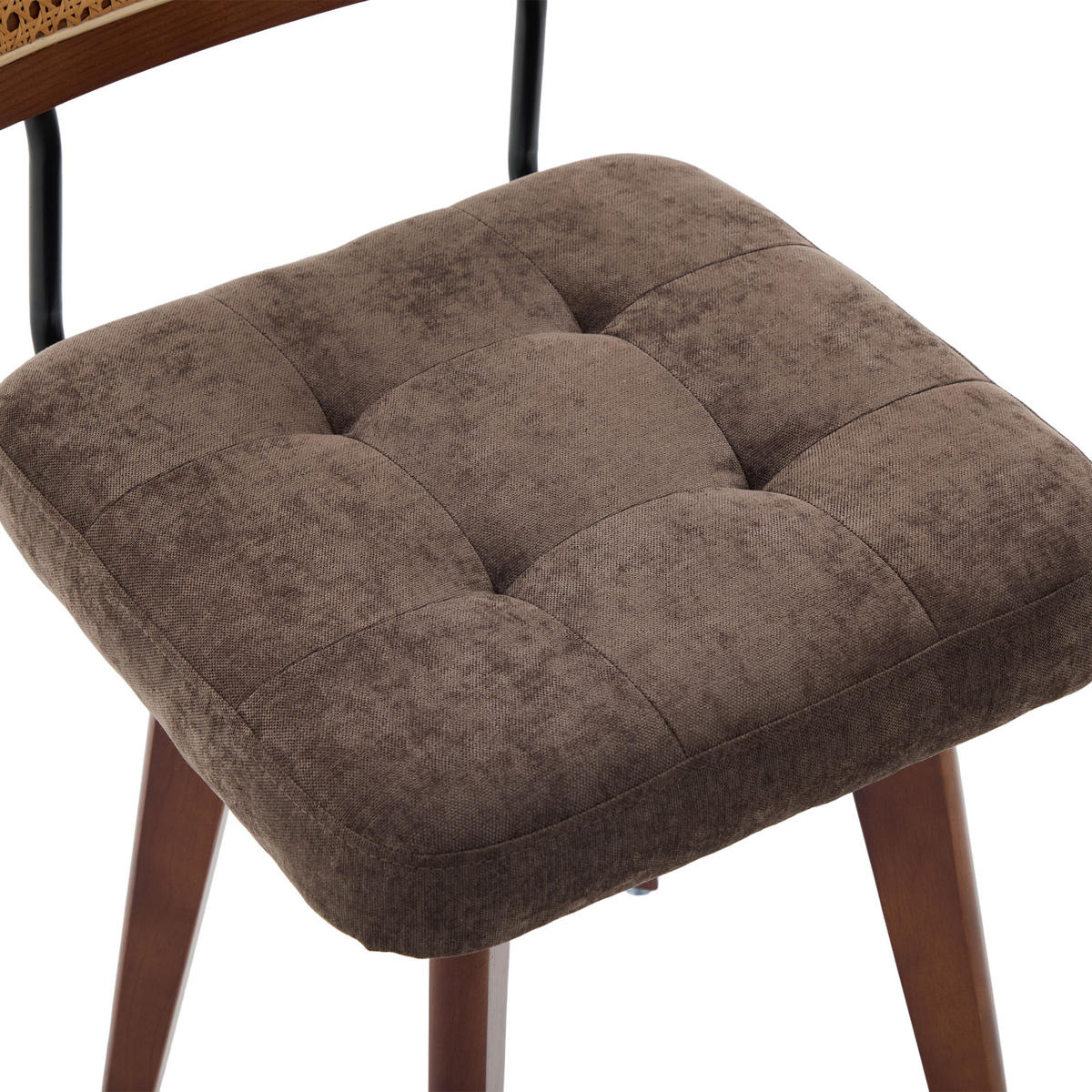 STUHL-SET 2 Stück Rattan-Rückenlehne, DE-42279, Braun - Braun, Metall (50/77/43cm) - ComfortXL