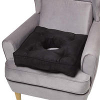 SITZKISSEN mit Aussparung schwarz 50/50/10 cm – Entlastungskissen, Velours - Schwarz, Textil (50/50/10cm) - Homescapes