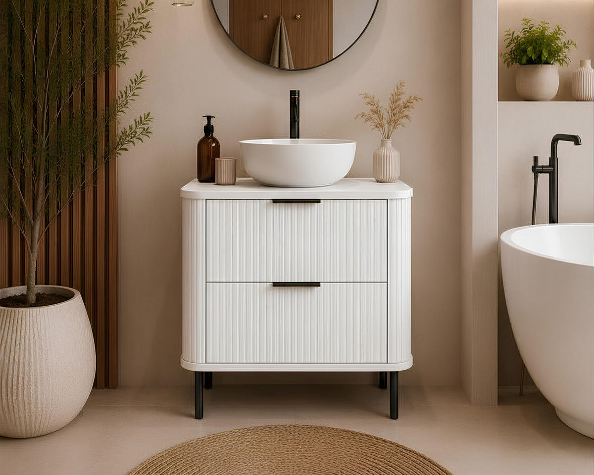 BADEZIMMERSCHRANK : Farbe Weiß, Griff schwarz, Füße schwarz, 60 x 41,5 x 66,7 cm - Schwarz/Weiß, Holzwerkstoff (60/66.7/41.5cm) - 3XE LIVING