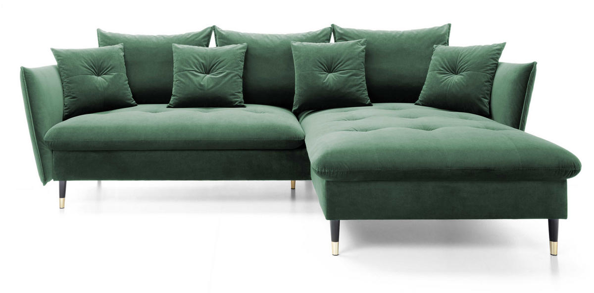ECKSOFA 260 cm Sagir mit Schalffunktion, Bettkasten, Rechts - Grün - Schwarz/Grün, Holz (258/167cm) - Emporius
