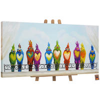 GEMÄLDE Lustige Vögel auf Keilrahmen 100x50 cm - Multicolor, Holz (100/50cm) - YS-art gallery