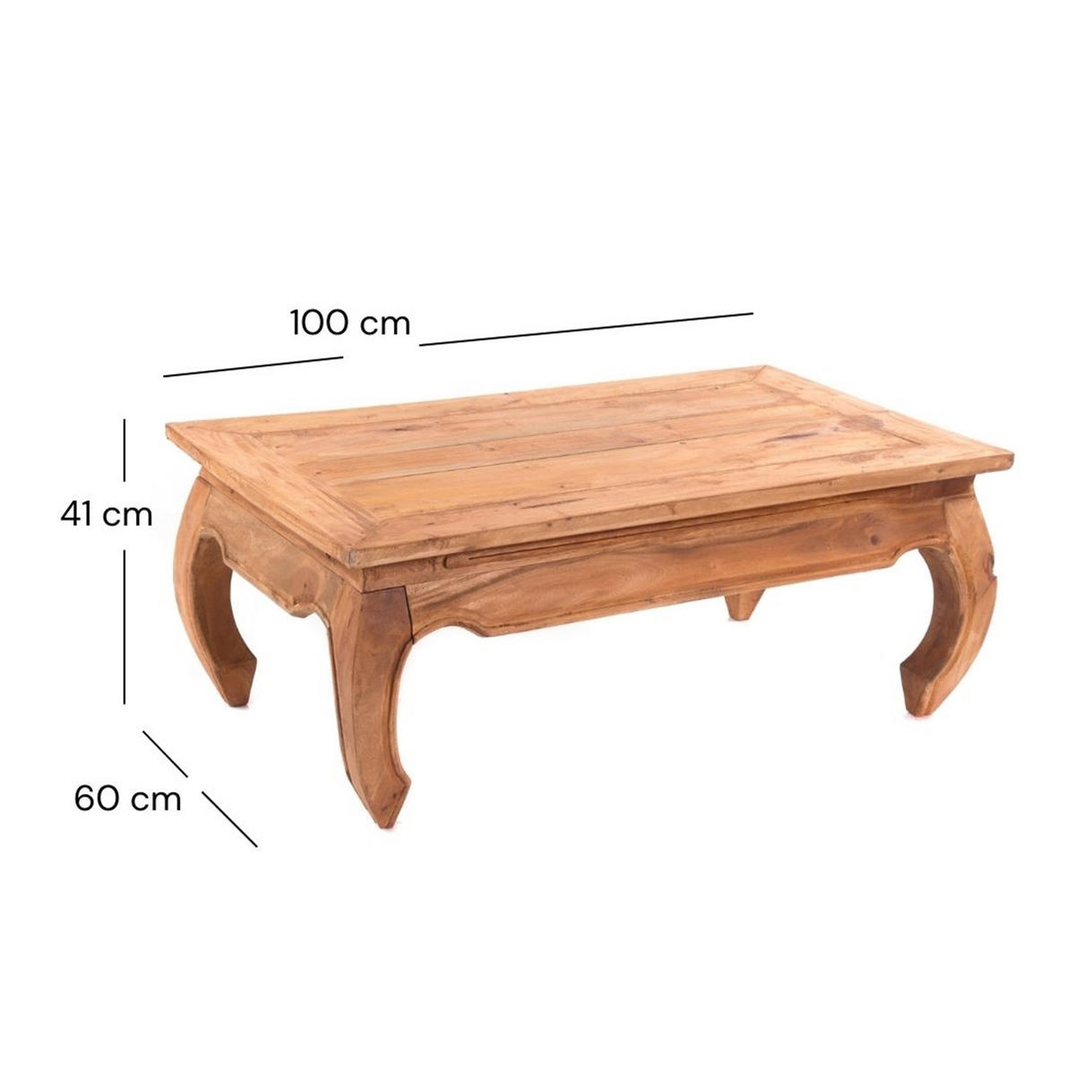 OPIUMTISCH EAST 100 Mahagoni Recyclingholz massiv 08 honigfarben gewachst - Honig, Holz (60/100/41cm) - DESIGN DELIGHTS