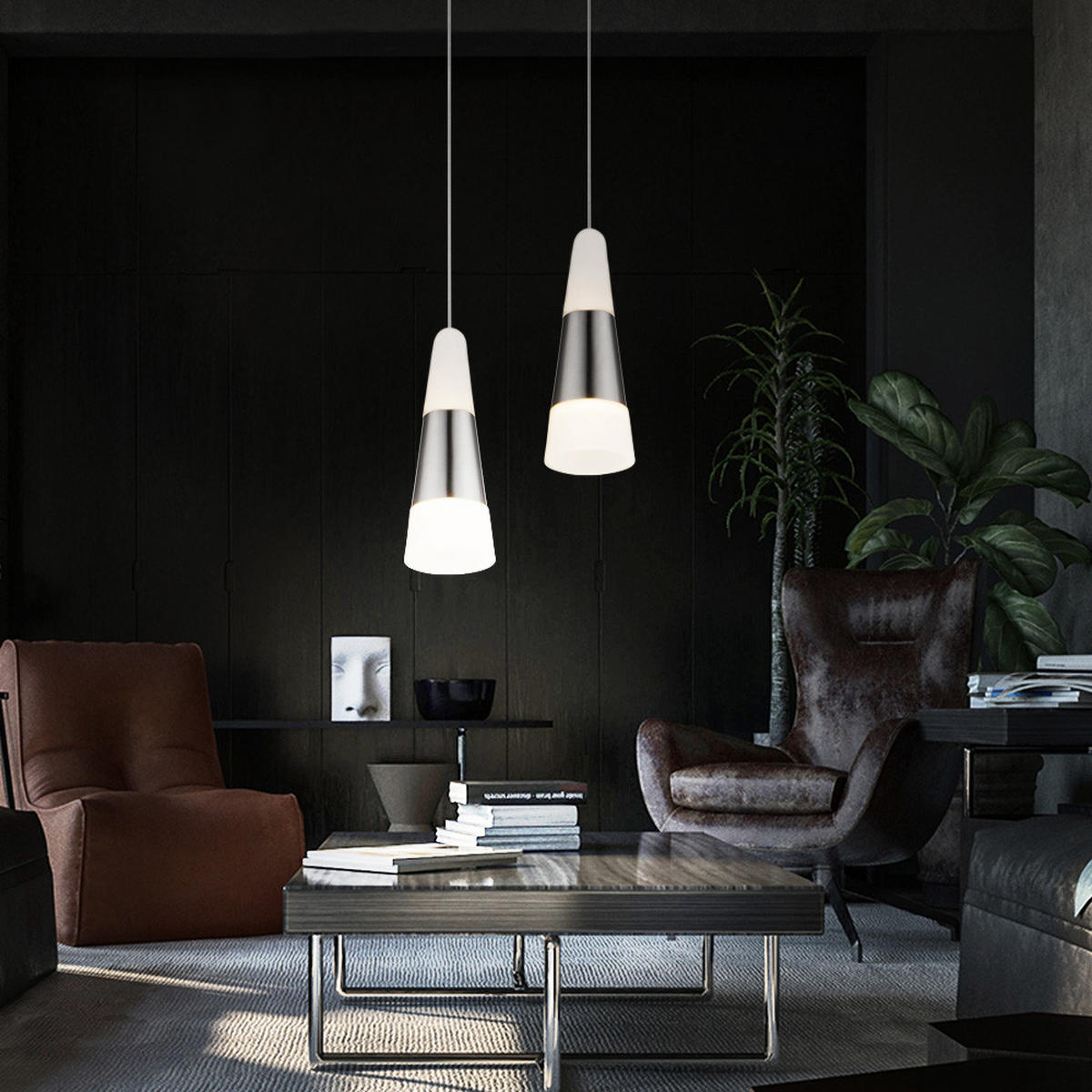 LED HÄNGELEUCHTE Friso nickel matt Weiß 2er Set - Weiß, Metall (12/12/100cm) - Globo Lighting