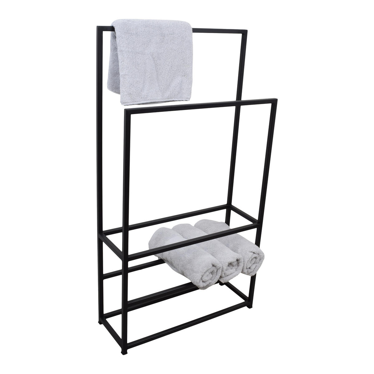 HANDTUCHSTÄNDER Moca Schwarz - Schwarz, Metall (55/102/20cm) - LOFT42