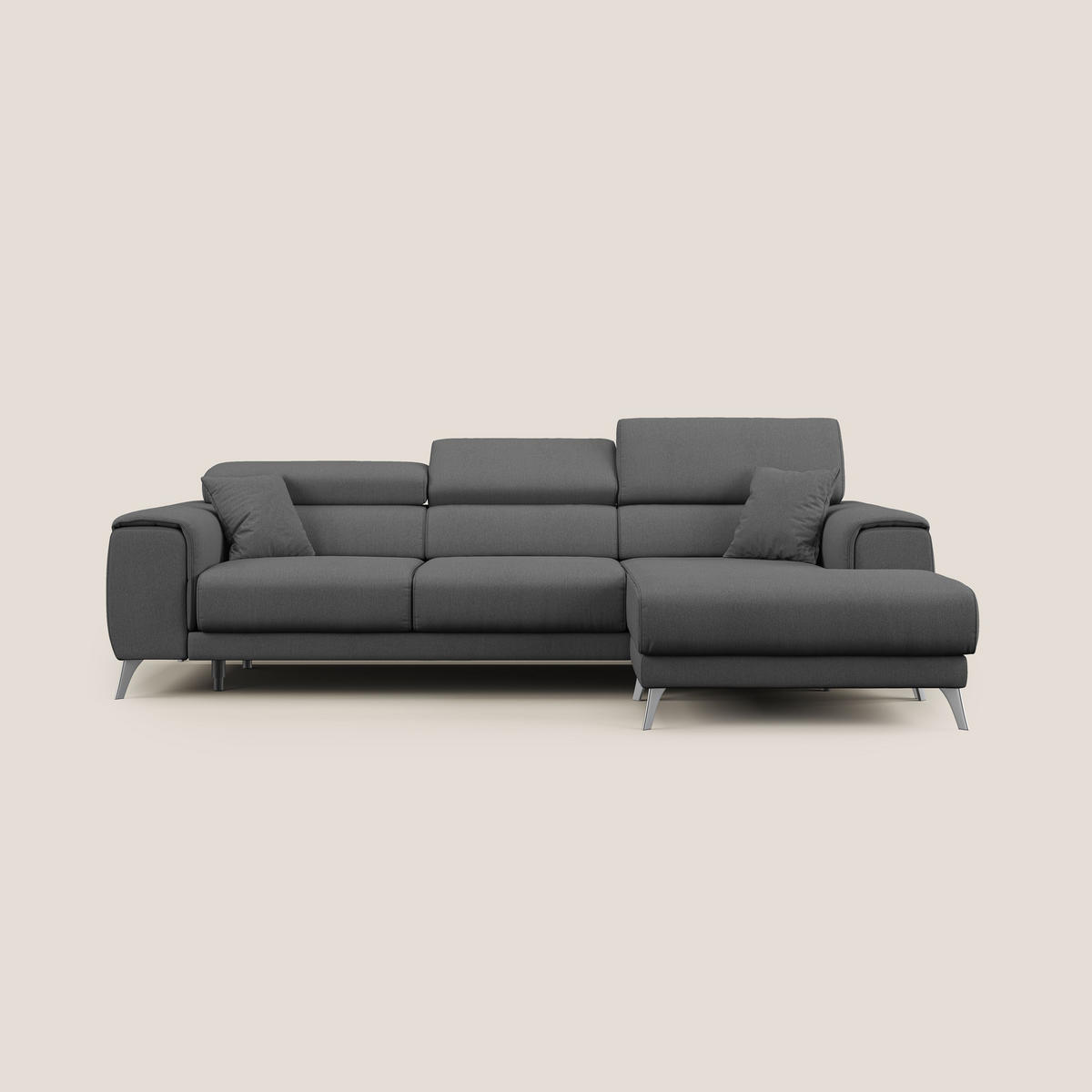 ECKSOFA RECHTS Fusion - Anthrazit, Textil (260/102cm) - Divani.store