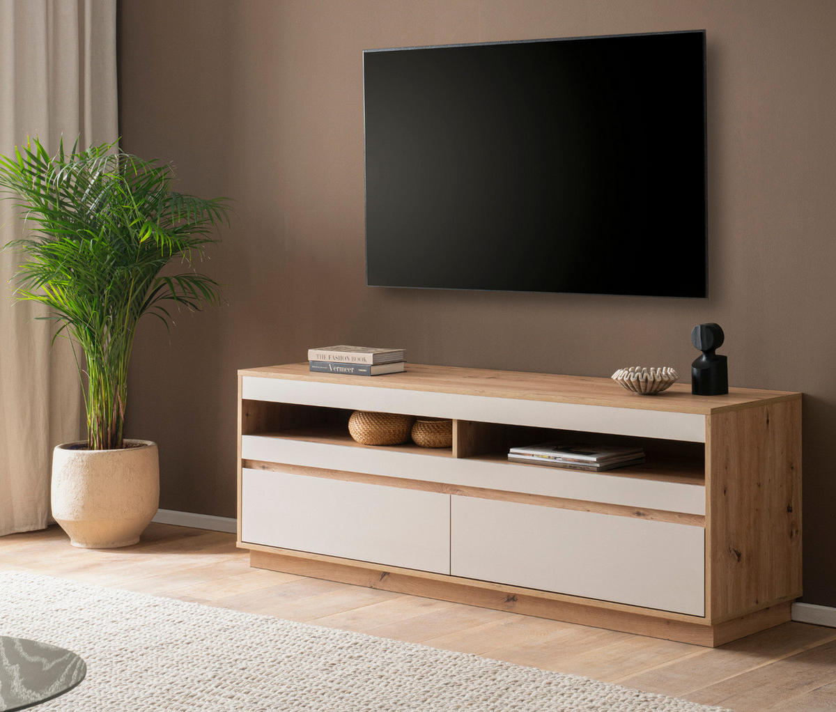 TV-LOWBOARD Kaschmir, Eiche Artisanm 162 cm, TV Unterteil mit Schubkästen - Kaschmir/Eiche Artisan, Holzwerkstoff/Metall (162/60/45cm) - Furn.Design