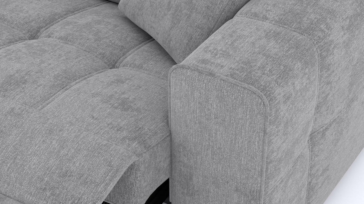 SOFA QUARTZ 3-Sitzer mit 1 Relaxfunktion, grau - Silberfarben/Grau, Holzwerkstoff/Textil (204/80/102cm) - Courtois Laville
