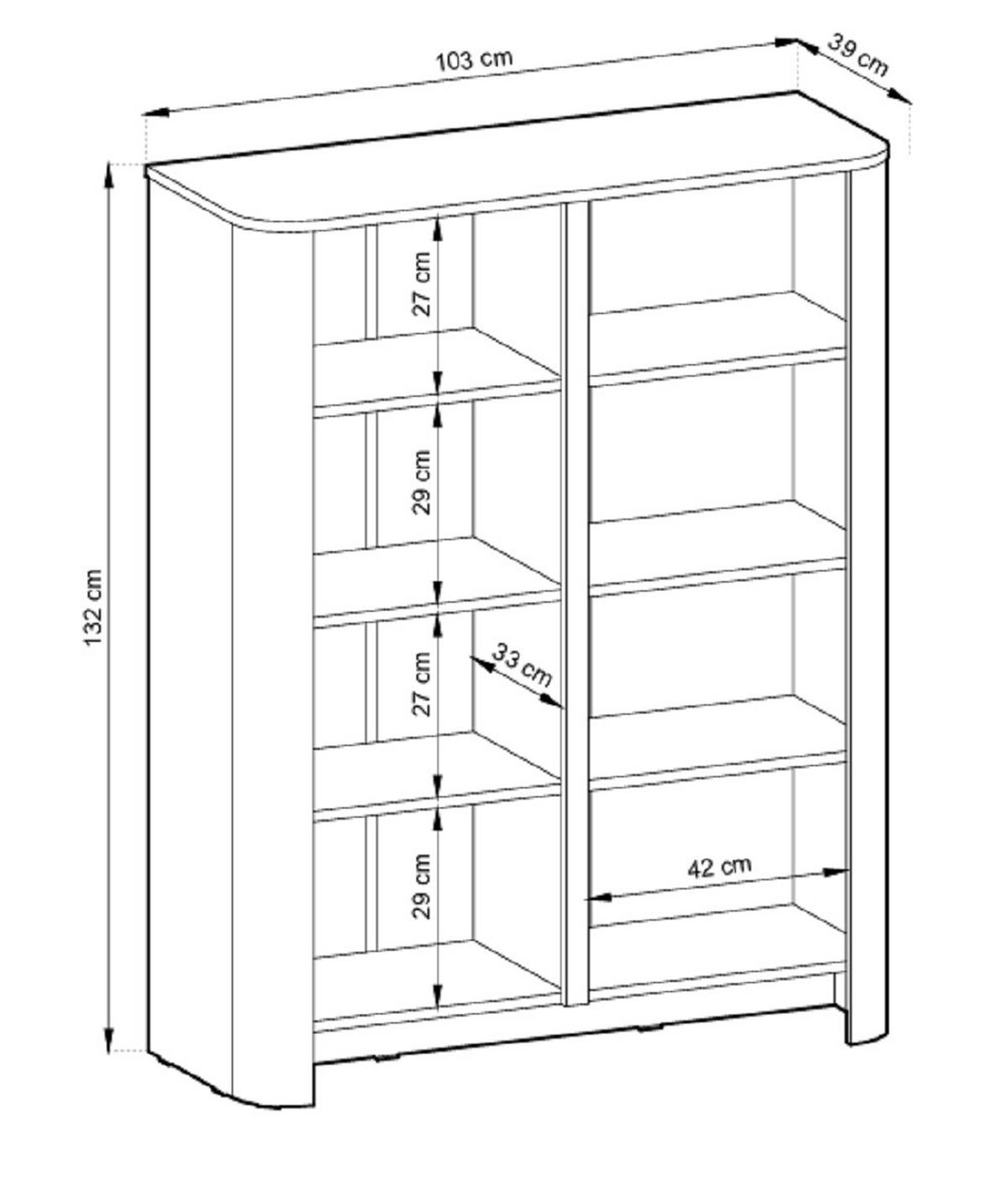 KOMMODE 103 cm mit 4 Türen Mezzano, Eiche Vicenza - Eichefarben, Holz (103/132/39cm) - Emporius