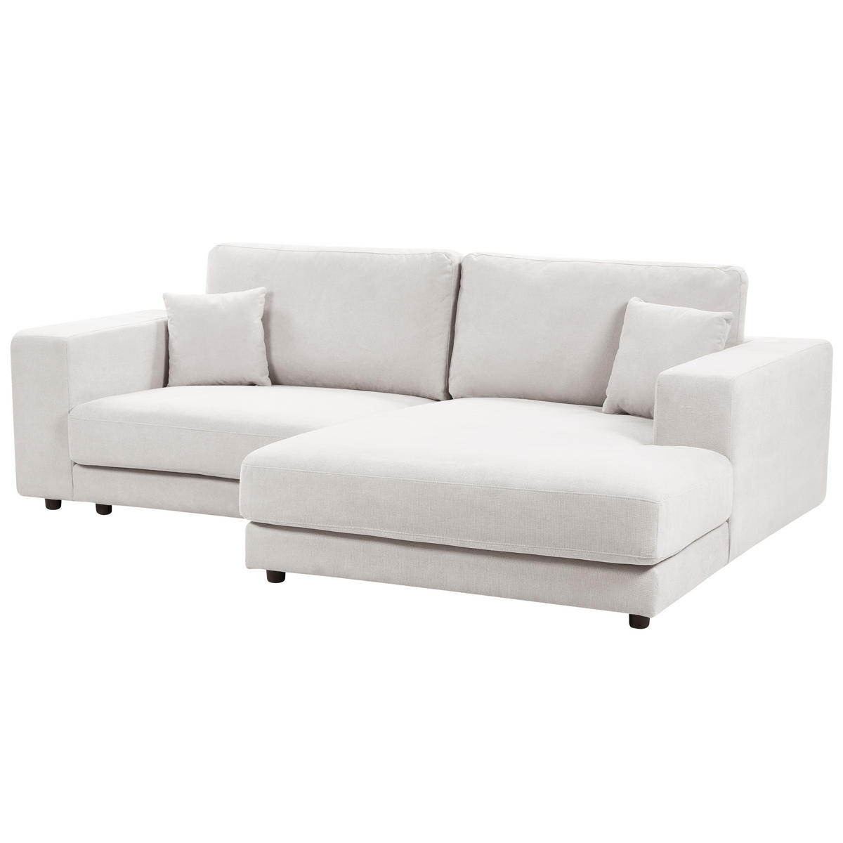3-SITZER-ECKSOFA cremeweiß rechtsseitig Lofoten - Schwarz/Weiß, Textil (250/190cm) - Beliani