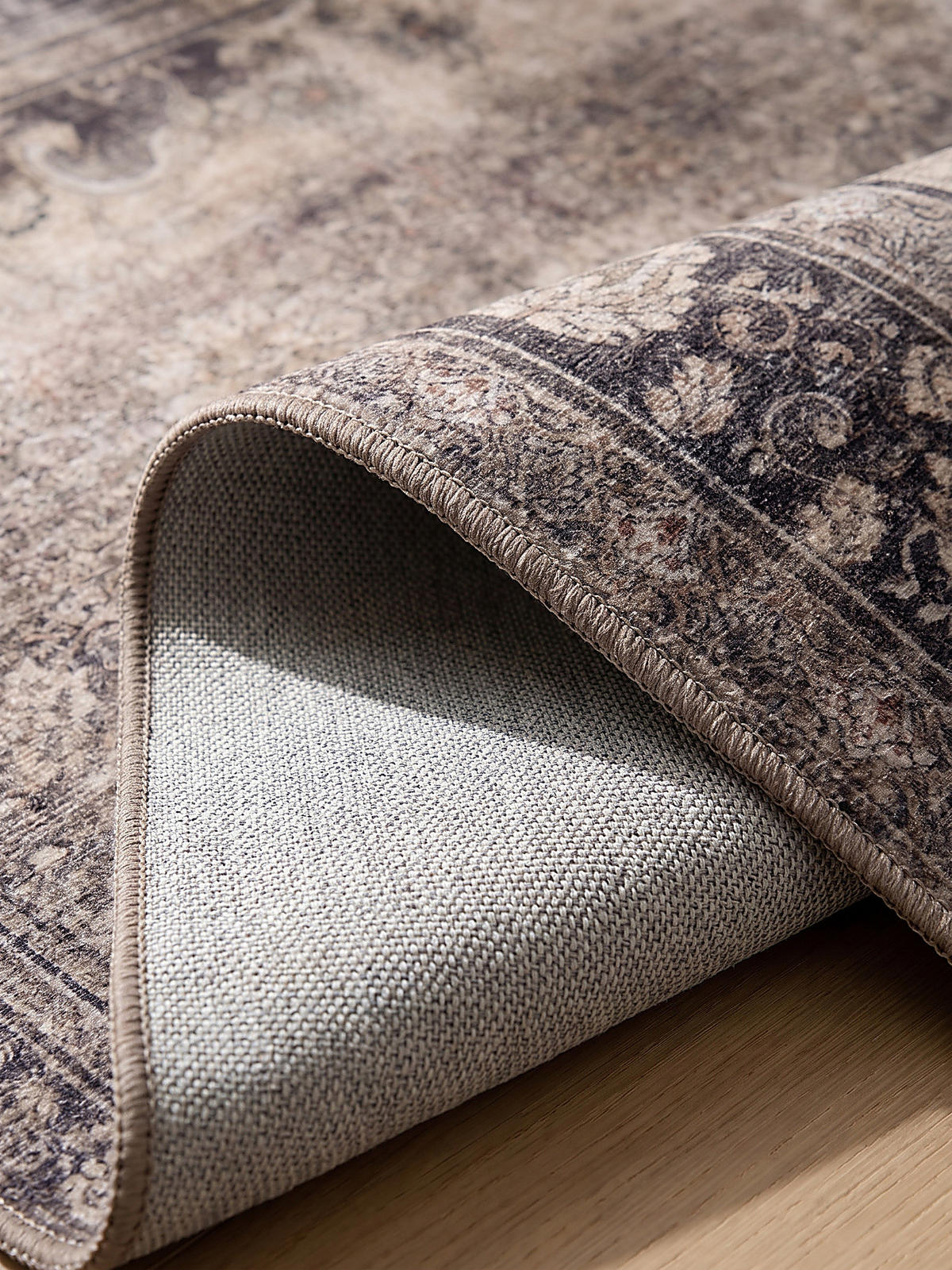 LÄUFER waschbar, mit floralen Ornamenten, VERNANTE in Braun-Grau, 80 x 150 cm - Braun, Textil (80/150cm) - KADIMA DESIGN
