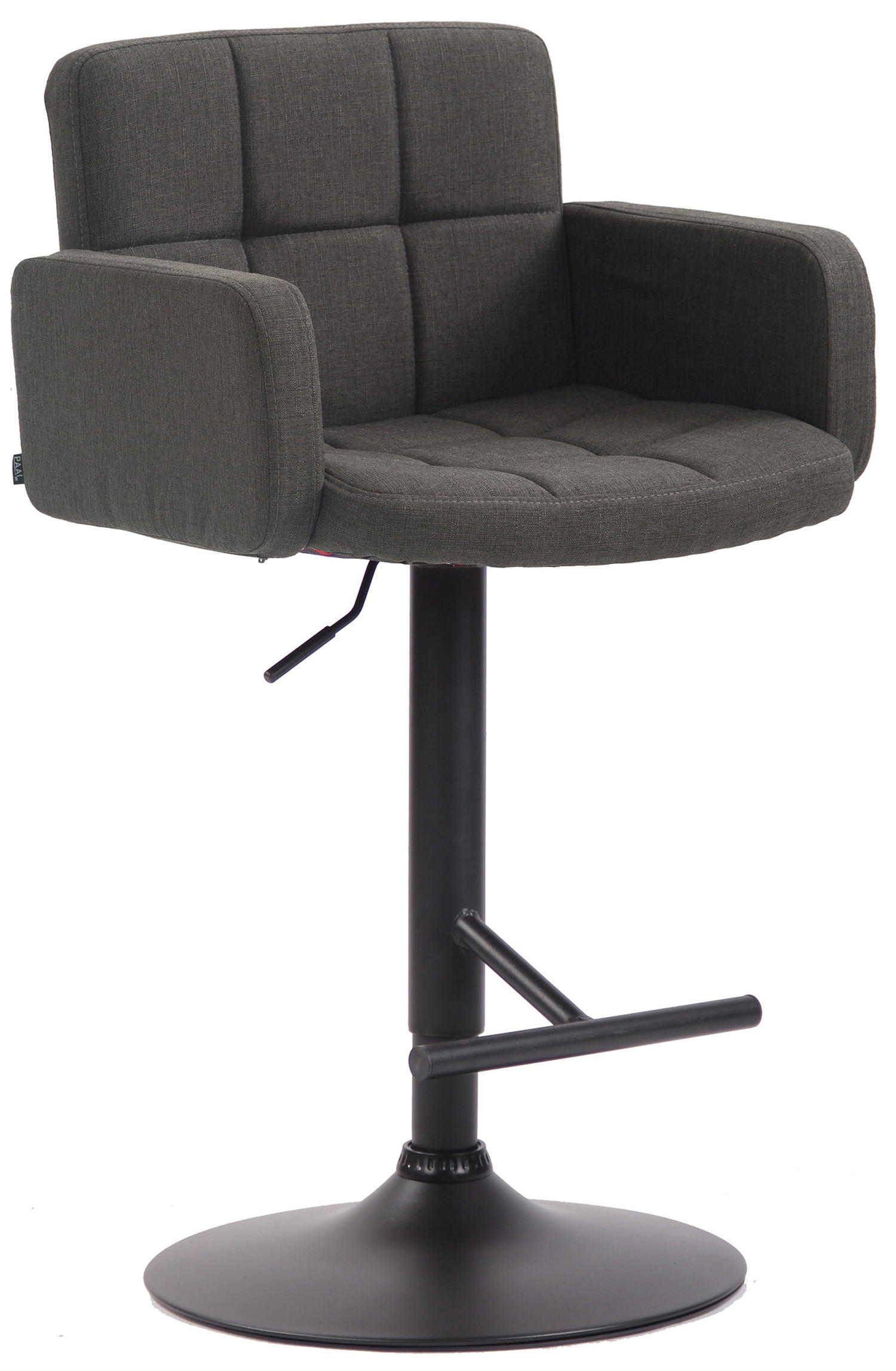 BARHOCKER Lausanne, Gestell schwarz, Stoff Dunkelgrau - Dunkelgrau/Schwarz, Textil/Metall (60/100/56cm) - TPFLiving