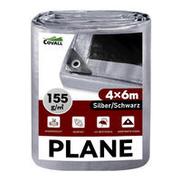 PLANE 4 x 6 m Silber/Schwarz 155 g/m² Wasserdicht Reißfest UV-beständig - Multicolor, Kunststoff (38/28/12cm)