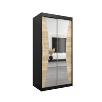 SCHWEBETÜRENSCHRANK 200/100/62 2-türig - Silberfarben/Schwarz, Holz/Kunststoff (100/200/62cm) - Abiks Möbel