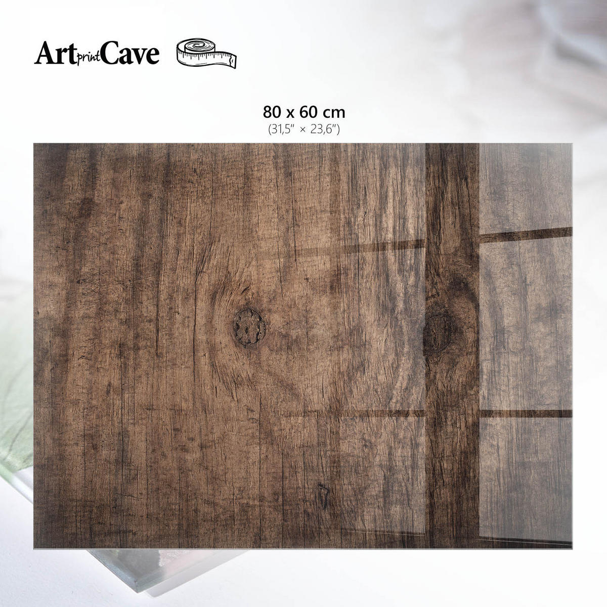 GLASPLATTE 80x60 cm – Holzstruktur - Beige, Glas (0.4/80/60cm) - ArtPrintCave