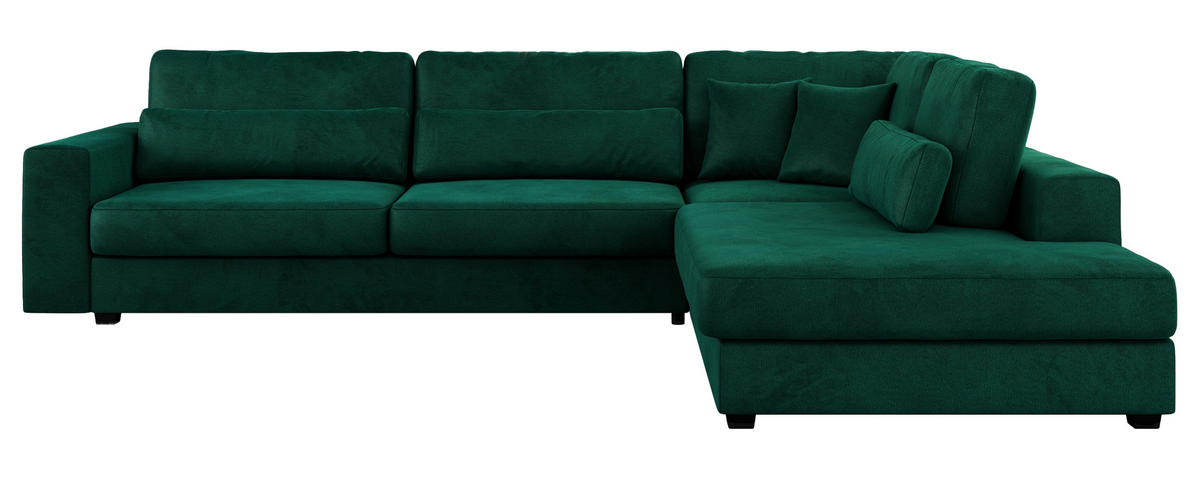 ECKSOFA Savona Dunkelgrün Velvet - rechts - Dunkelgrün/Schwarz, Kunststoff/Textil (249/316cm) - MKS