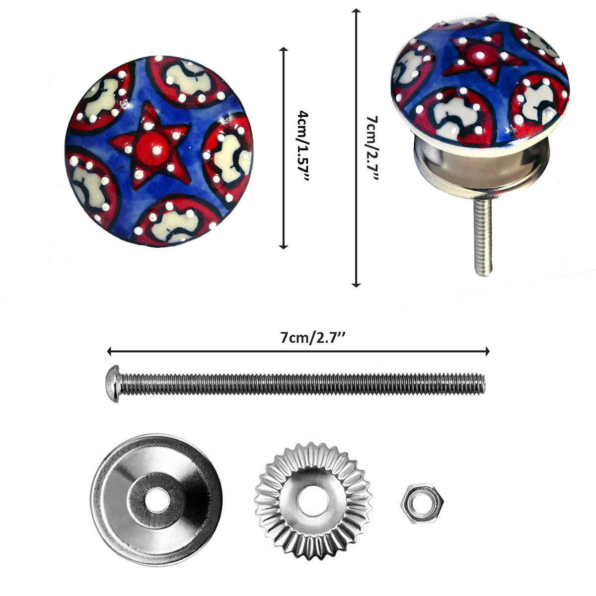 KERAMIKKNÖPFEN Set mit 10 schwarzen und weißen Mandala Keramikknöpfen 40 mm Durchmesser - Weiß, Keramik (4/4/6.9cm) - Nacnic