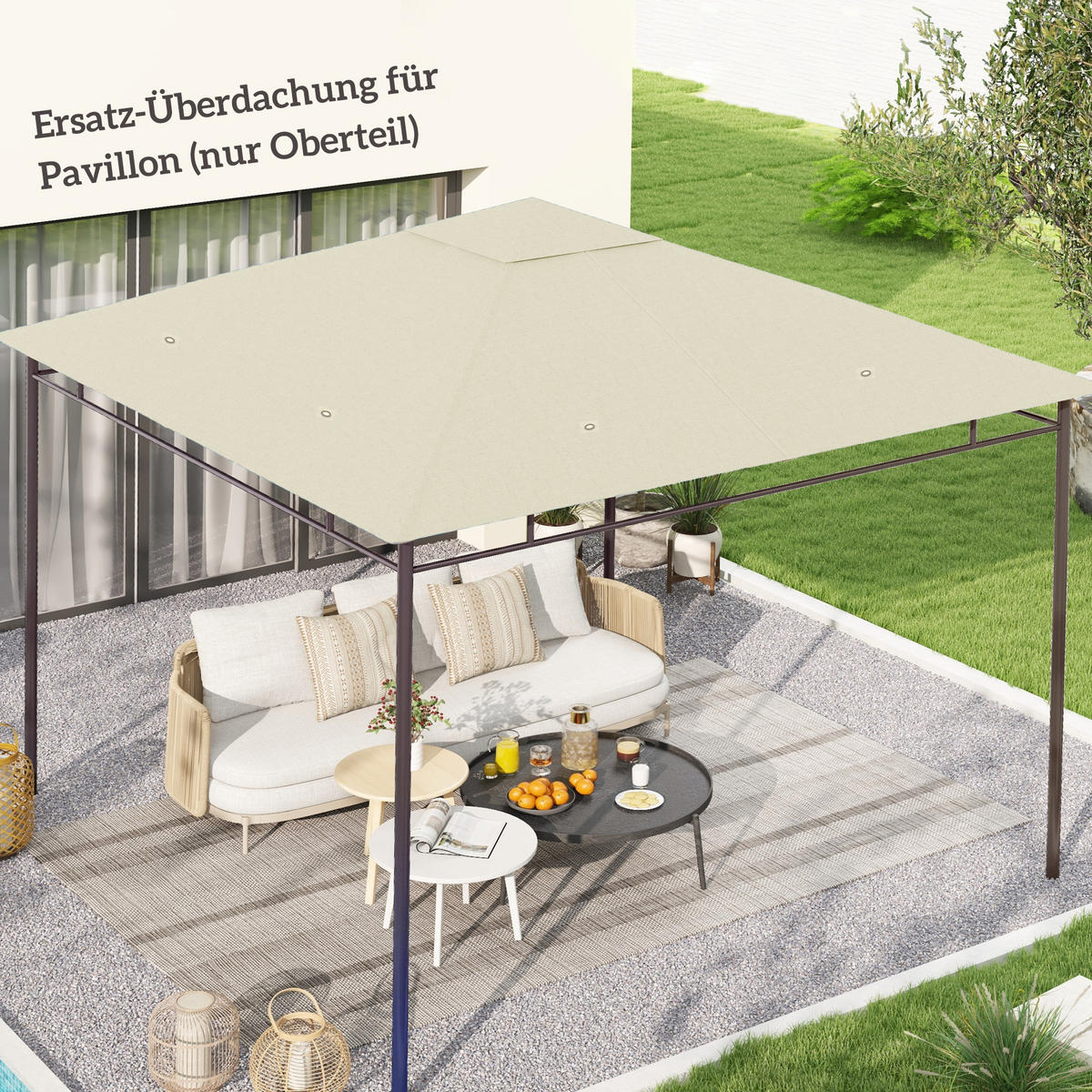 PAVILLON-ERSATZDACH aus Polyester Cremeweiß - Creme, Textil (295/1/298cm) - Outsunny