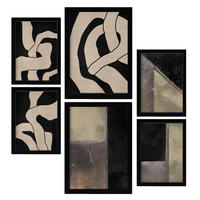 POSTER Set Mit 6 Ruhekunst A3 & A4 Schwarzer Rahmen - Schwarz, Papier (29/3cm) - Nacnic