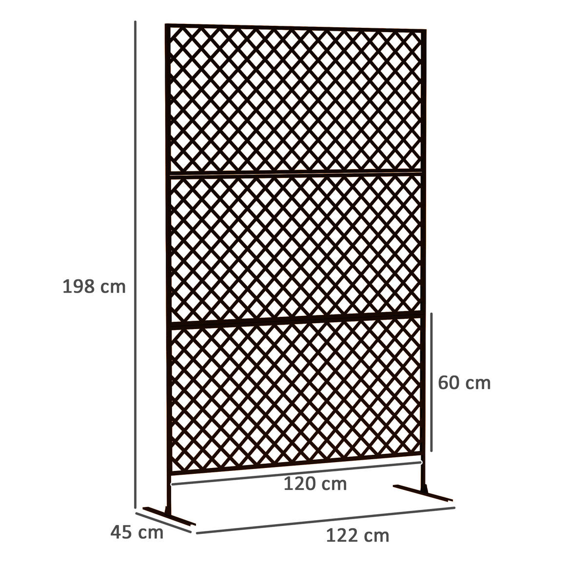 RAUMTEILER 3-teilig 122x 198 cm - Schwarz, Metall (45/198cm) - Outsunny