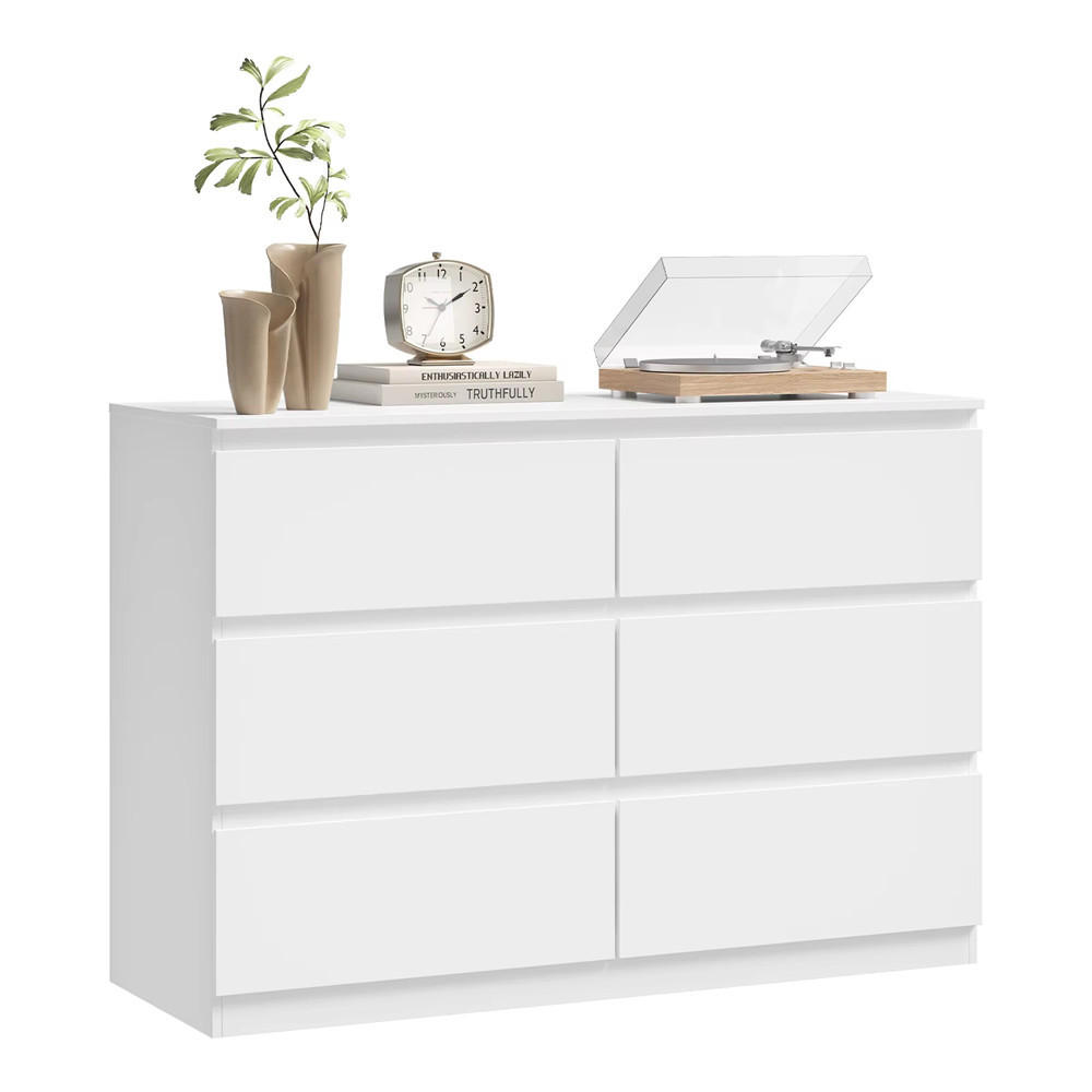KOMMODE 6 Schubladen Sideboard weiß 100x69x36 cm - Weiß, Holz (100/69/36cm) - Kaket