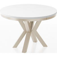ESSTISCH Clara Beige Cashmere runder ausziehbarer, Weiß 100-180/100/76 cm - Kaschmir/Weiß, Holzwerkstoff/Metall (100/100/76cm) - WFL GROUP