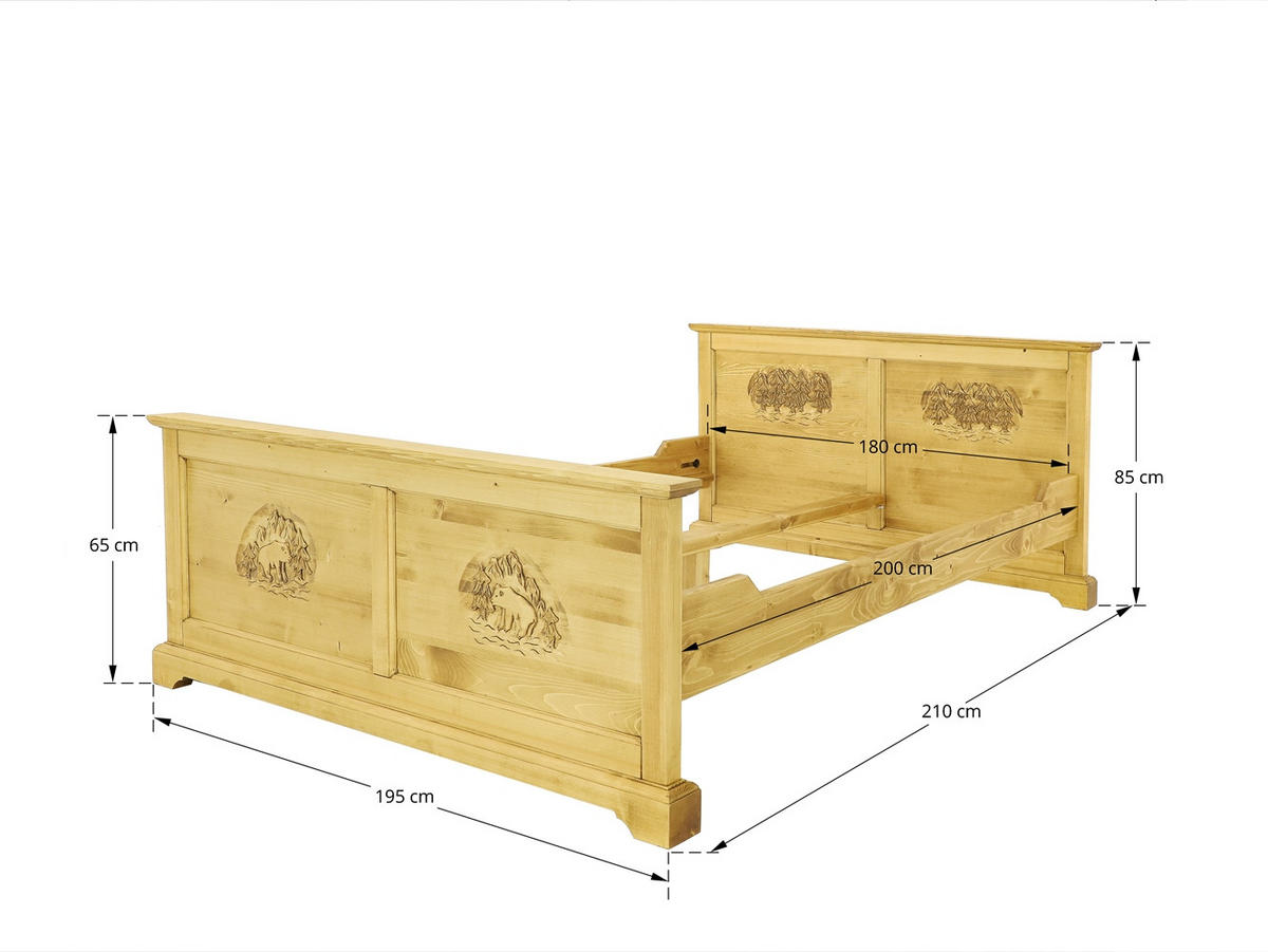 BETT aus Massivholz JAGNA - Honig, Holz (180/200cm) - Seart
