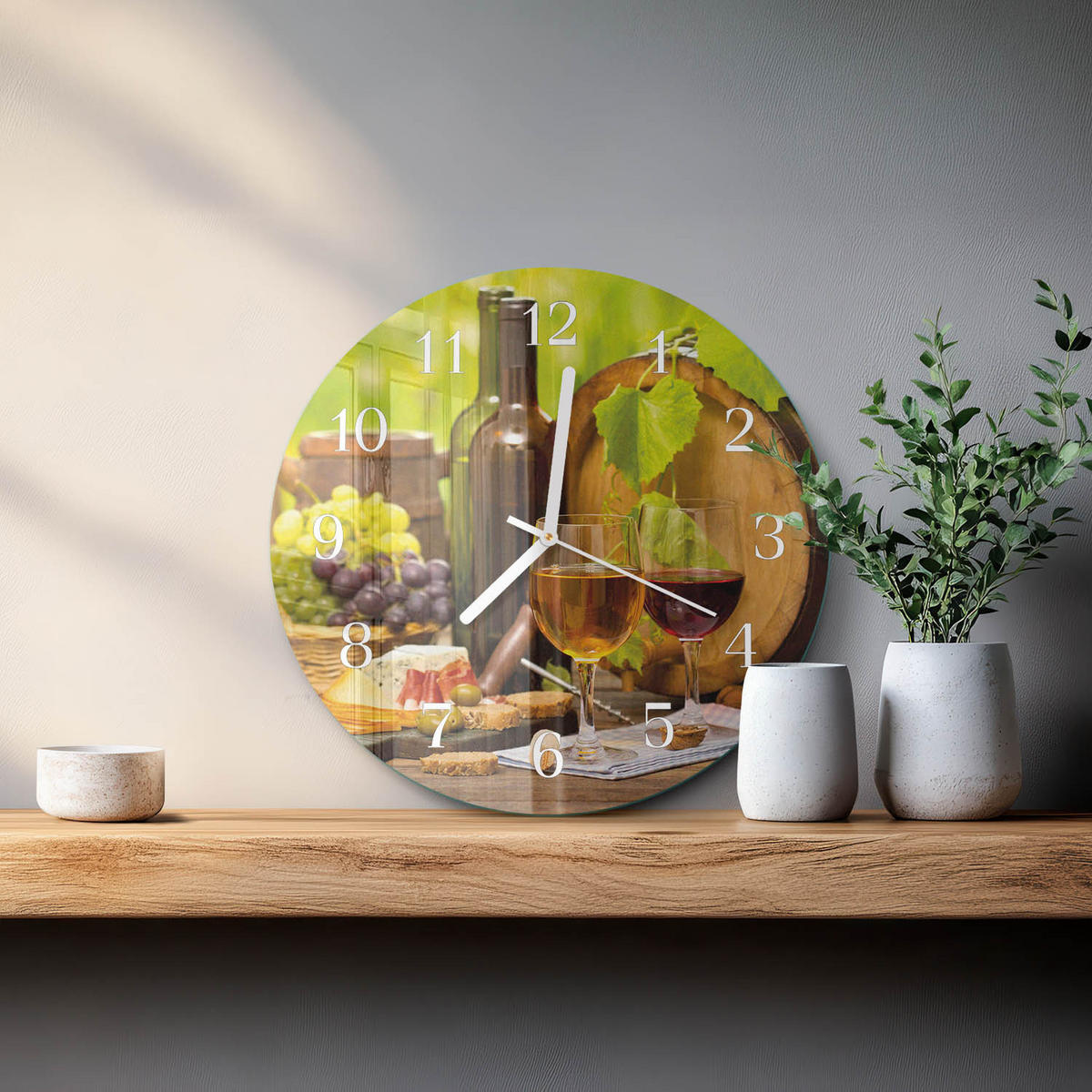 WANDUHR fi30 cm - Trauben für Wein - Multicolor, Glas (30/30/0.4cm) - TULUP