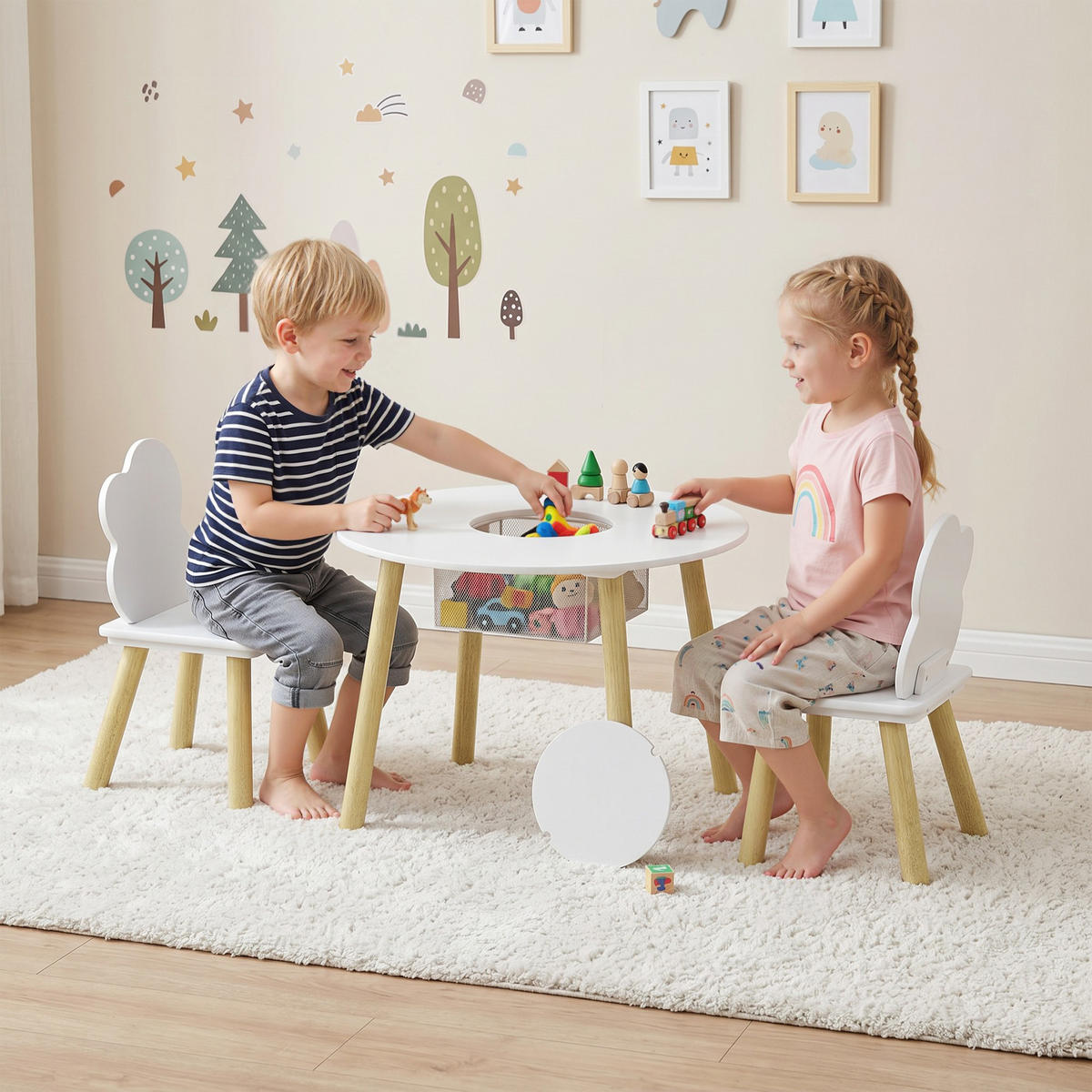 KINDERTISCHGRUPPE Weiß 60.0/60.0/44.0cm - Weiß, Holzwerkstoff (60/44/60cm)