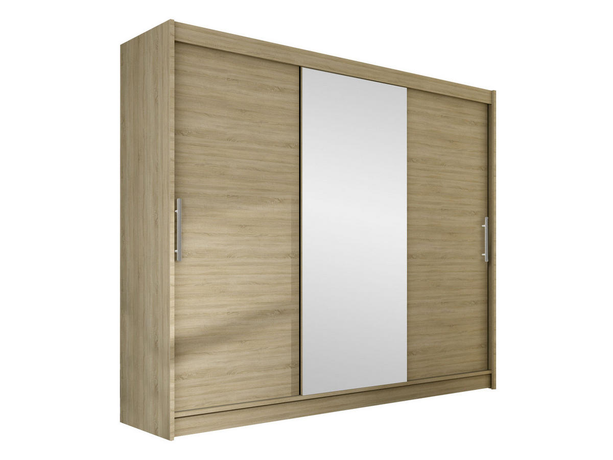 KLEIDERSCHRANK Aston I - Silberfarben/Sonoma Eiche, Holzwerkstoff/Kunststoff (250/215/58cm) - MIRJAN24