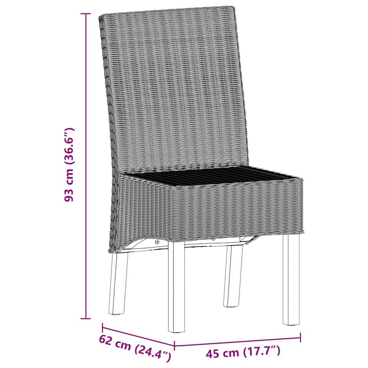 ESSZIMMERSTÜHLE Viso 6er-Set Natur Rattan Braun - Braun, Holz (135/93/62cm) - DELUKE