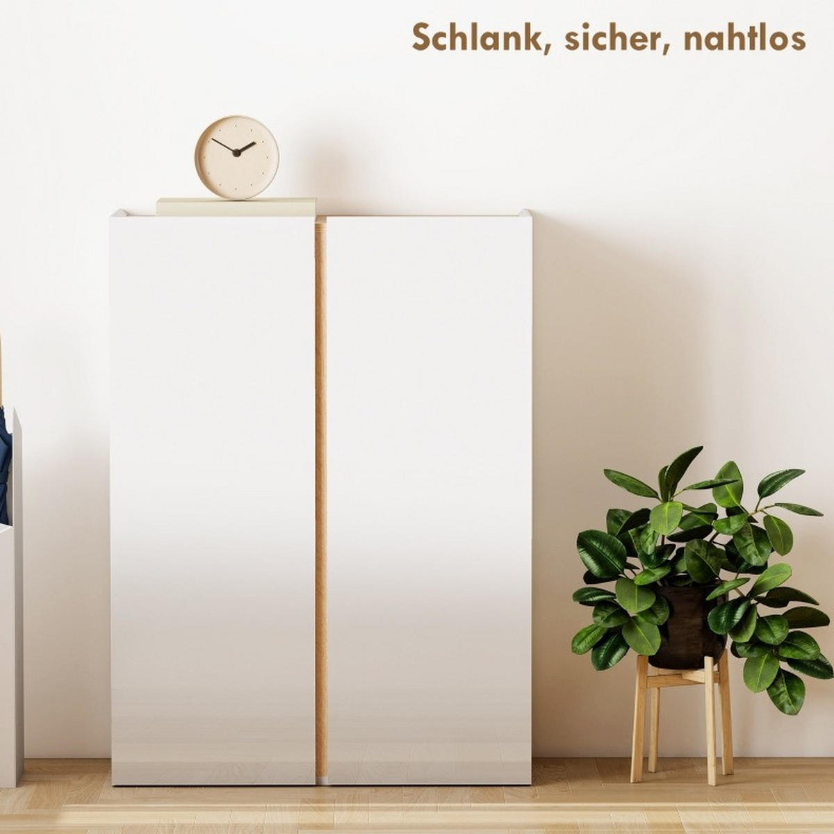 SCHUHSCHRANK mit Soft-Close, 6 Ebenen, griffloses Design und verstellbaren Regalen, Weiß - Weiß, Holz (70/95/35cm) - Redom