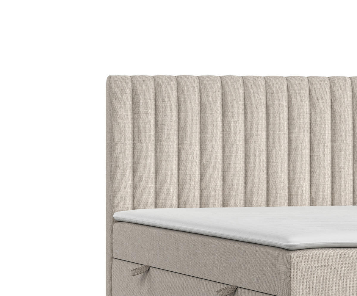 BOXBETT Spencer Beige 180/200 cm mit Matratze und Topper - Beige/Schwarz, Holz/Holzwerkstoff (180/200cm) - Maison de Reve