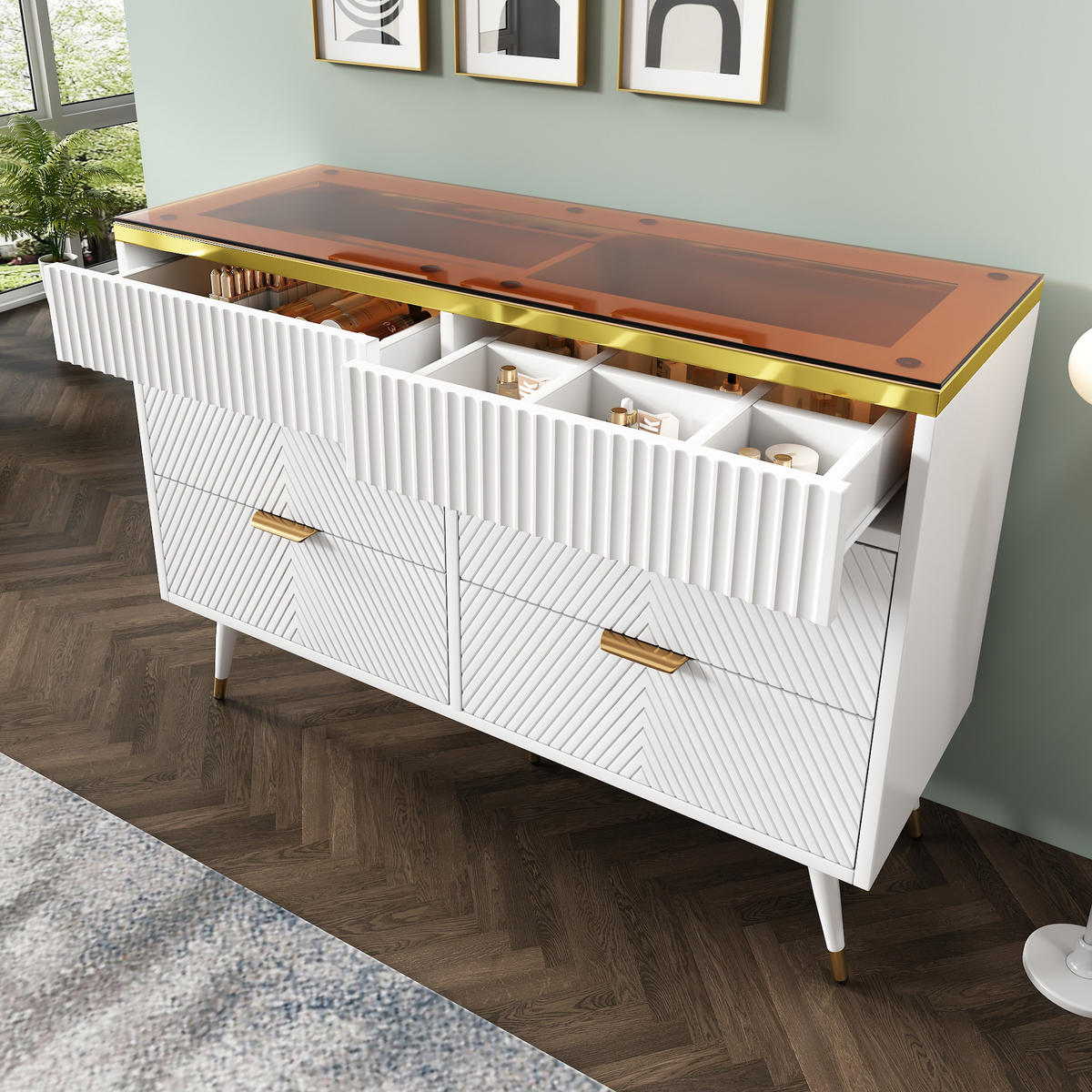 ANRICHTE Weiß 120/40/76 cm - Weiß, Holz (120/76/40cm) - PANGIVO