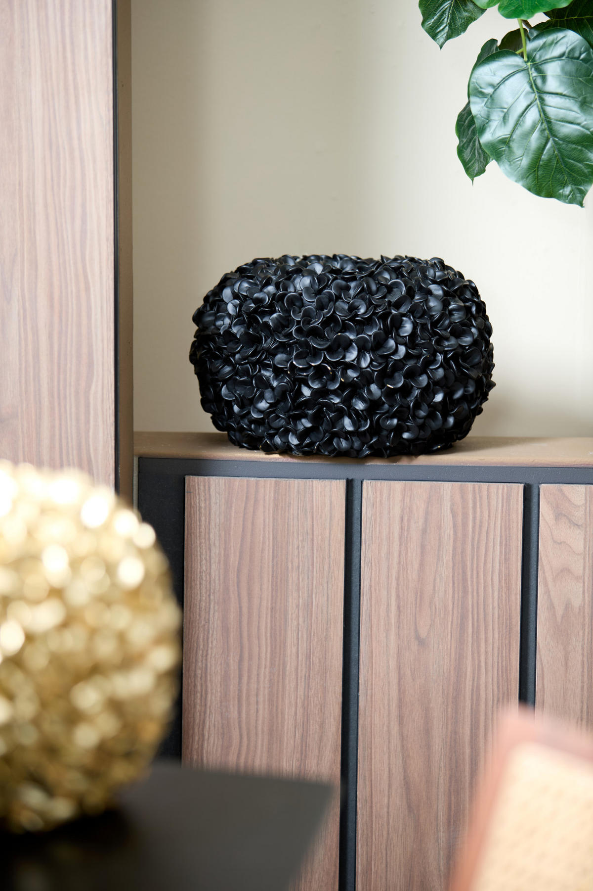 VASE Phylia Schwarz Ø38/23 cm - Schwarz, Kunststoff (23cm) - Light & Living
