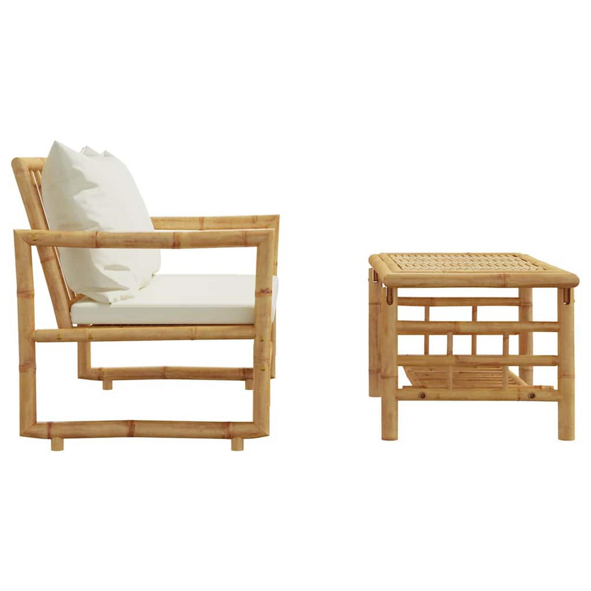 GARTENSOFA-SET 2Er Set Mit Kissen Bambus - Braun, Naturmaterialien - vidaXL
