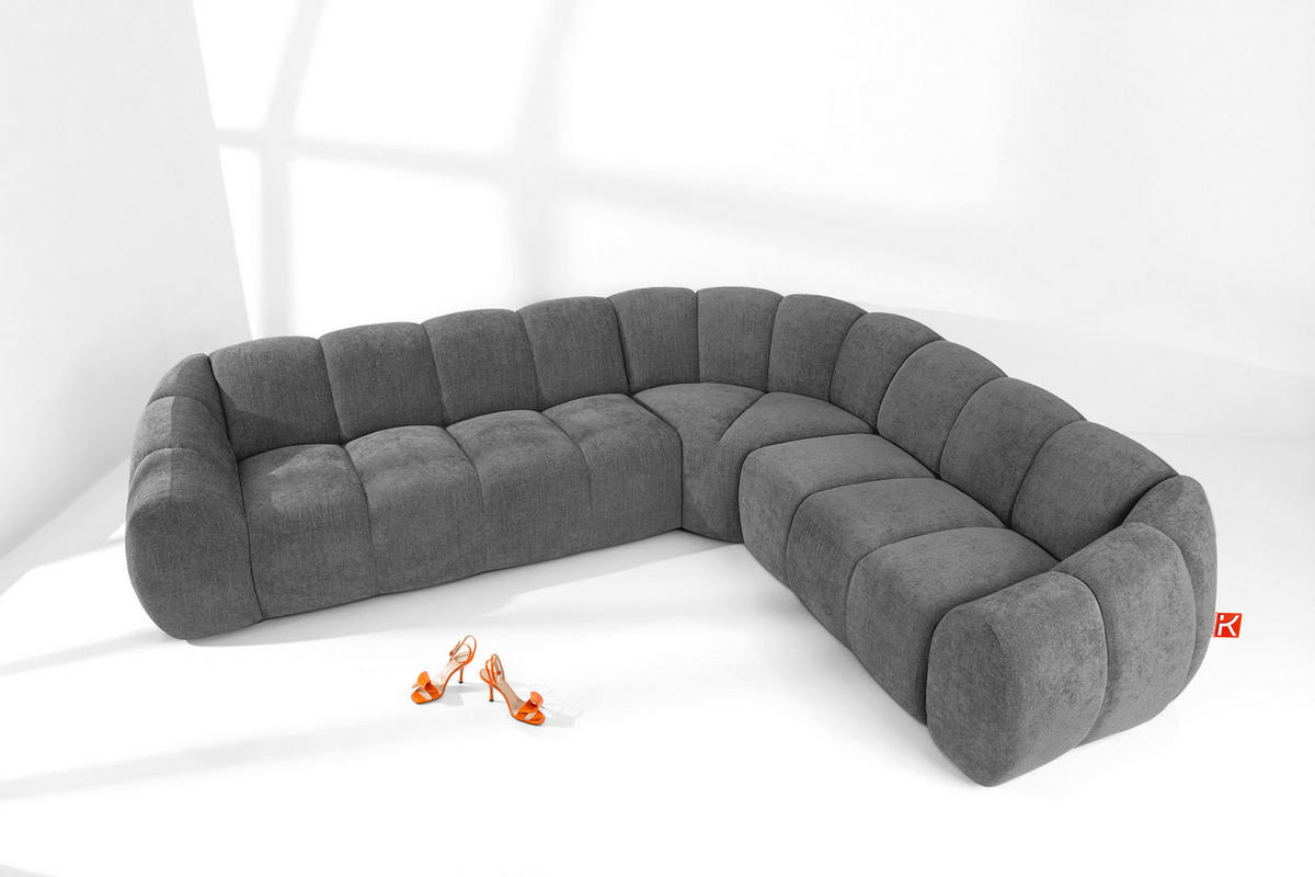 ECKSOFA RECHTS FLAVA, Aschgrau - Grau, Holz/Holzwerkstoff (310/270cm) - KONSIMO®