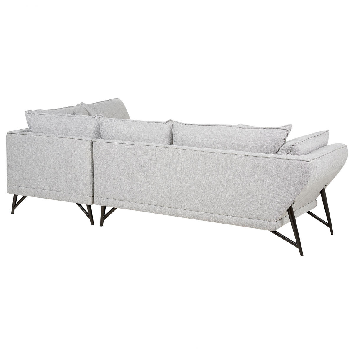 3-SITZER-ECKSOFA Leinen hellgrau rechtsseitig Elga - Schwarz/Grau, Textil (265/220cm) - Beliani