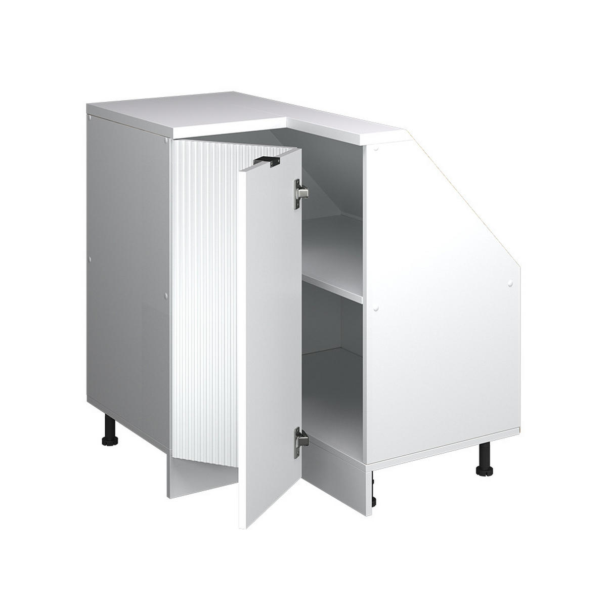 ŠIKMÁ SKŘÍŇ ROHOVÁ SKŘÍŇKA Rion Bílé zvlnění - bílá, kompozitní dřevo (75.6/81.6/46cm) - Vicco