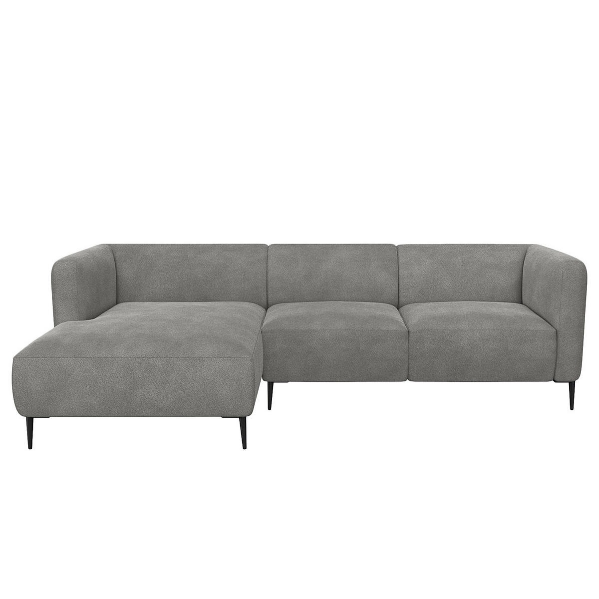 2,5-SITZER ECKSOFA mit Longchair - Schwarz/Grau, Textil/Metall (271/148cm) - home24