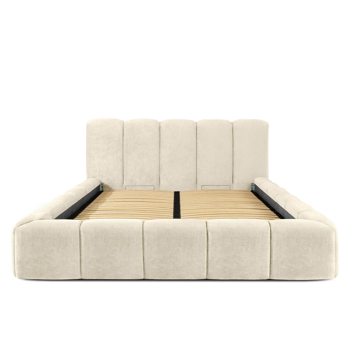 POLSTERBETT OLMIRA - Ecru/Schwarz, Holz/Holzwerkstoff (162/203cm) - KONSIMO®