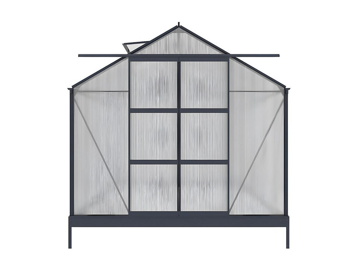 SELBSTTRAGENDES Gewächshaus - 244cm x 366cm - Polycarbonat - anthrazitgrau - COROLLE - Anthrazit, Kunststoff (244/225/366cm) - Vente-Unique